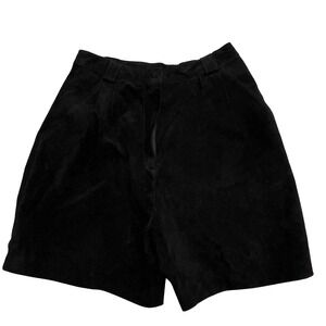 Vintage Seruchi Classics 100% Suede Black Shorts 90s Pleated High Waist Size 12